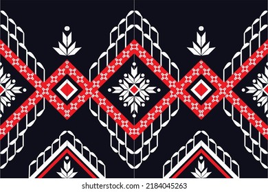 The square shape is framed with a bouquet of flowers on top. and the bottom is beautiful Knit each other in a yarn style. on a dark navy background for clothing, textiles, wallpaper