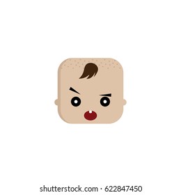 square shape funny expression cartoon head vector art