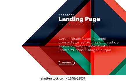 Square shape geometric abstract background, landing page web design template. Vector illustration