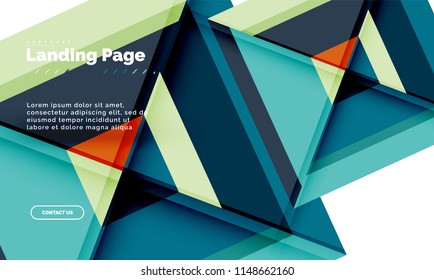 Square shape geometric abstract background, landing page web design template. Vector illustration