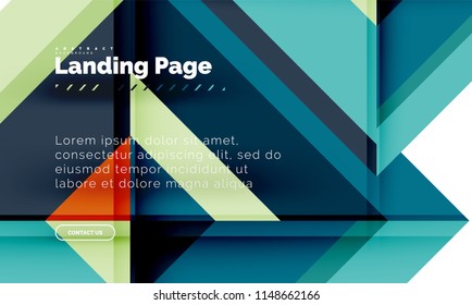 Square shape geometric abstract background, landing page web design template. Vector illustration