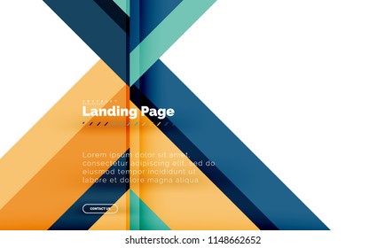 Square shape geometric abstract background, landing page web design template. Vector illustration