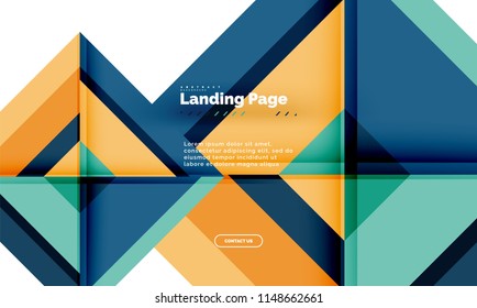 Square shape geometric abstract background, landing page web design template. Vector illustration