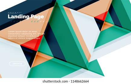 Square shape geometric abstract background, landing page web design template. Vector illustration