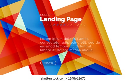Square shape geometric abstract background, landing page web design template. Vector illustration