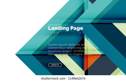 Square shape geometric abstract background, landing page web design template. Vector illustration