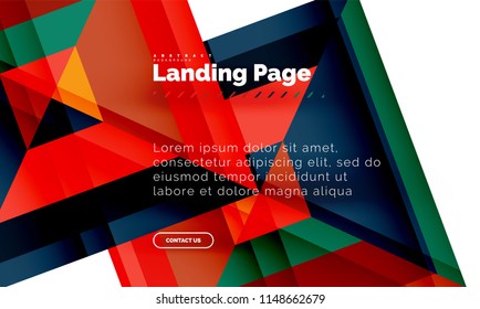 Square shape geometric abstract background, landing page web design template. Vector illustration