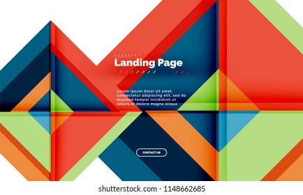 Square shape geometric abstract background, landing page web design template. Vector illustration