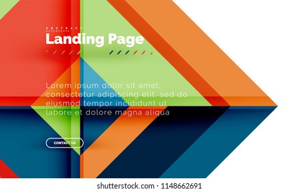 Square shape geometric abstract background, landing page web design template. Vector illustration