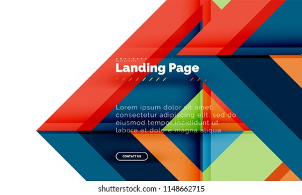 Square shape geometric abstract background, landing page web design template. Vector illustration