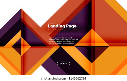 Square shape geometric abstract background, landing page web design template. Vector illustration