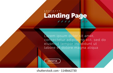 Square shape geometric abstract background, landing page web design template. Vector illustration