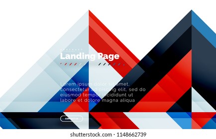 Square shape geometric abstract background, landing page web design template. Vector illustration