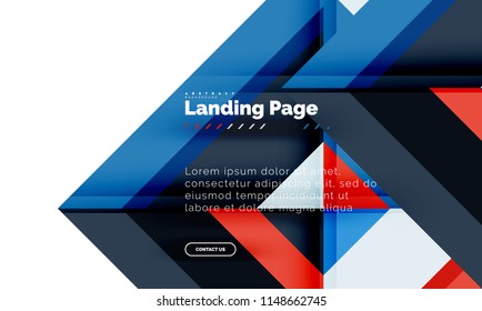 Square shape geometric abstract background, landing page web design template. Vector illustration