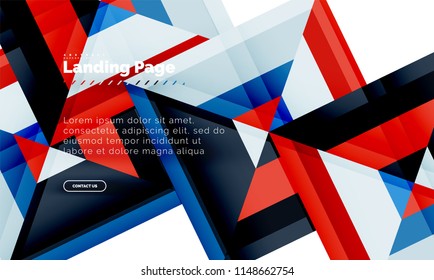 Square shape geometric abstract background, landing page web design template. Vector illustration