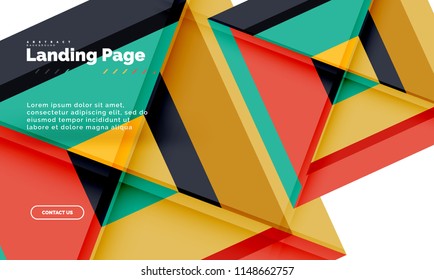 Square shape geometric abstract background, landing page web design template. Vector illustration