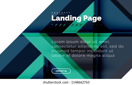 Square shape geometric abstract background, landing page web design template. Vector illustration