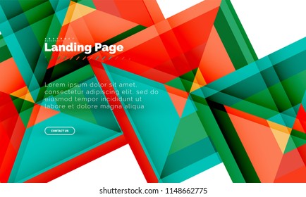 Square shape geometric abstract background, landing page web design template. Vector illustration