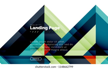 Square shape geometric abstract background, landing page web design template. Vector illustration