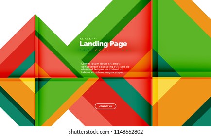 Square shape geometric abstract background, landing page web design template. Vector illustration