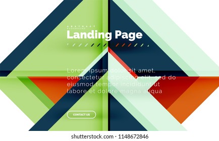 Square shape geometric abstract background, landing page web design template. Vector illustration