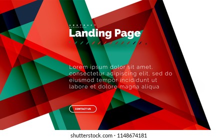 Square shape geometric abstract background, landing page web design template. Vector illustration
