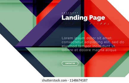 Square shape geometric abstract background, landing page web design template. Vector illustration