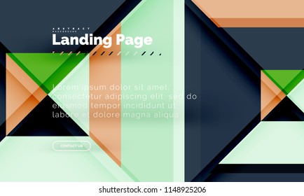Square shape geometric abstract background, landing page web design template. Vector illustration