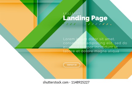 Square shape geometric abstract background, landing page web design template. Vector illustration