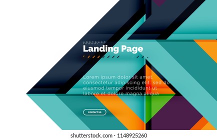 Square shape geometric abstract background, landing page web design template. Vector illustration