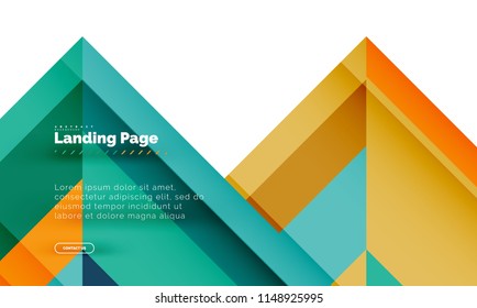 Square shape geometric abstract background, landing page web design template. Vector illustration