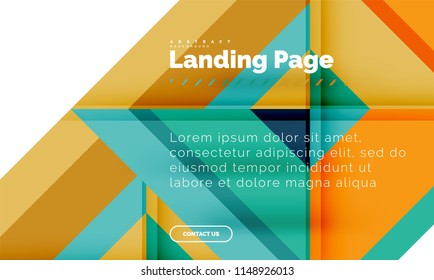 Square shape geometric abstract background, landing page web design template. Vector illustration