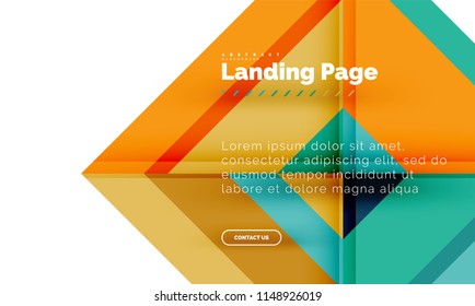 Square shape geometric abstract background, landing page web design template. Vector illustration
