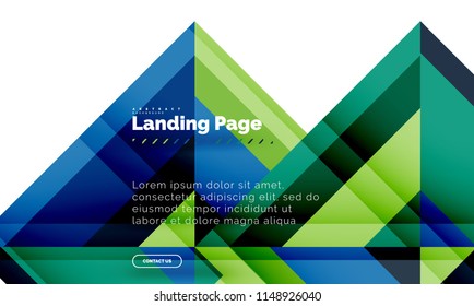 Square shape geometric abstract background, landing page web design template. Vector illustration
