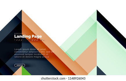 Square shape geometric abstract background, landing page web design template. Vector illustration