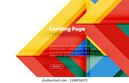 Square shape geometric abstract background, landing page web design template. Vector illustration