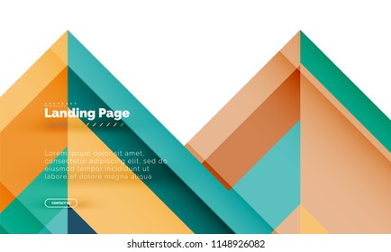 Square shape geometric abstract background, landing page web design template. Vector illustration