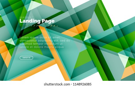 Square shape geometric abstract background, landing page web design template. Vector illustration