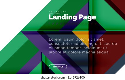 Square shape geometric abstract background, landing page web design template. Vector illustration