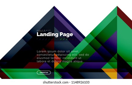 Square shape geometric abstract background, landing page web design template. Vector illustration