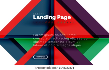 Square shape geometric abstract background, landing page web design template. Vector illustration