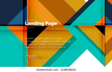 Square shape geometric abstract background, landing page web design template. Vector illustration
