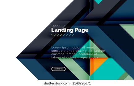 Square shape geometric abstract background, landing page web design template. Vector illustration