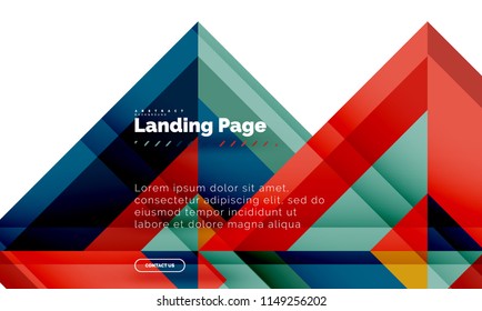 Square shape geometric abstract background, landing page web design template. Vector illustration