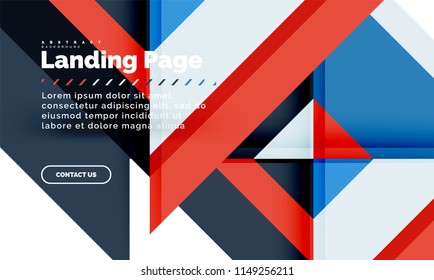 Square shape geometric abstract background, landing page web design template. Vector illustration