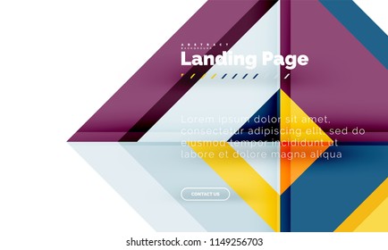 Square shape geometric abstract background, landing page web design template. Vector illustration