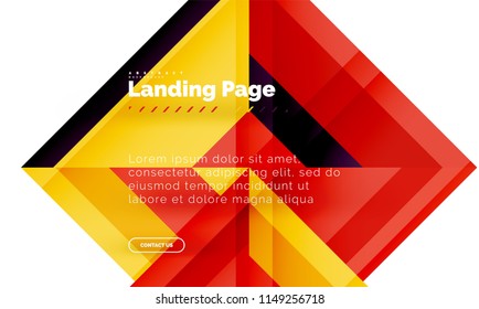 Square shape geometric abstract background, landing page web design template. Vector illustration