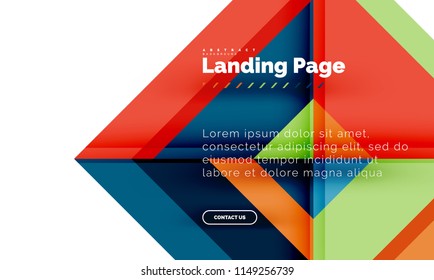 Square shape geometric abstract background, landing page web design template. Vector illustration