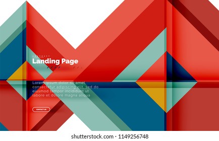 Square shape geometric abstract background, landing page web design template. Vector illustration