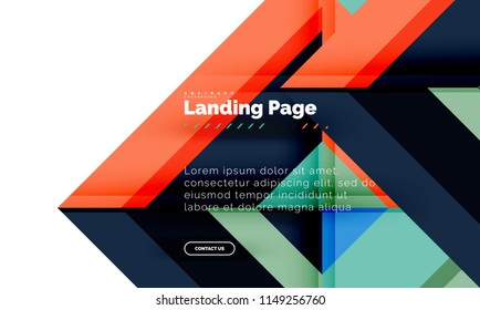 Square shape geometric abstract background, landing page web design template. Vector illustration